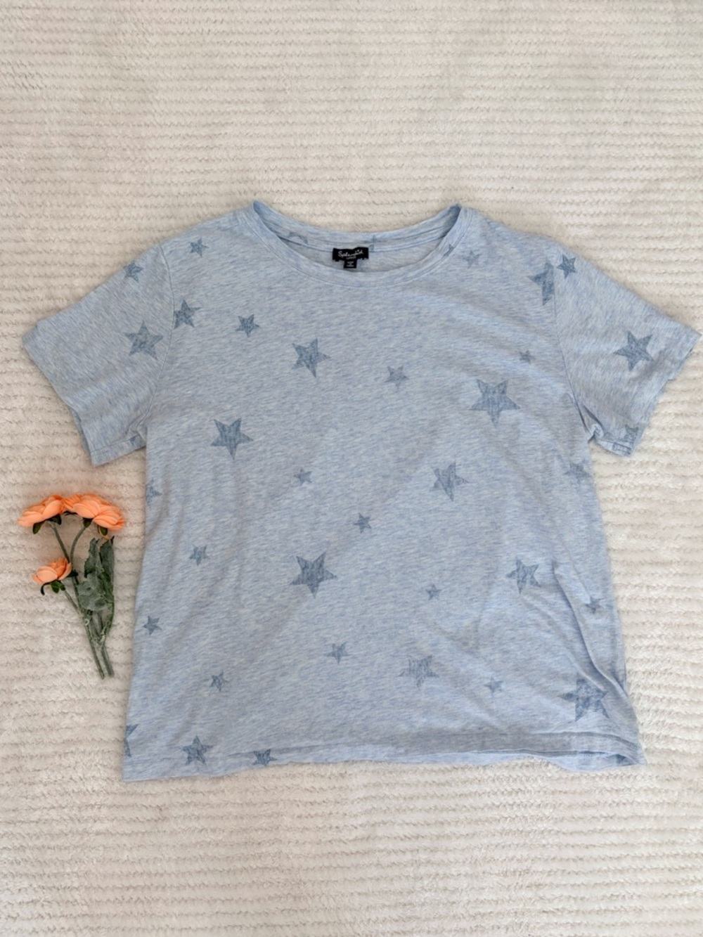Splendid Star Print Tee Size Large | Blue Graphic Tee Soft Casual Summer Top
